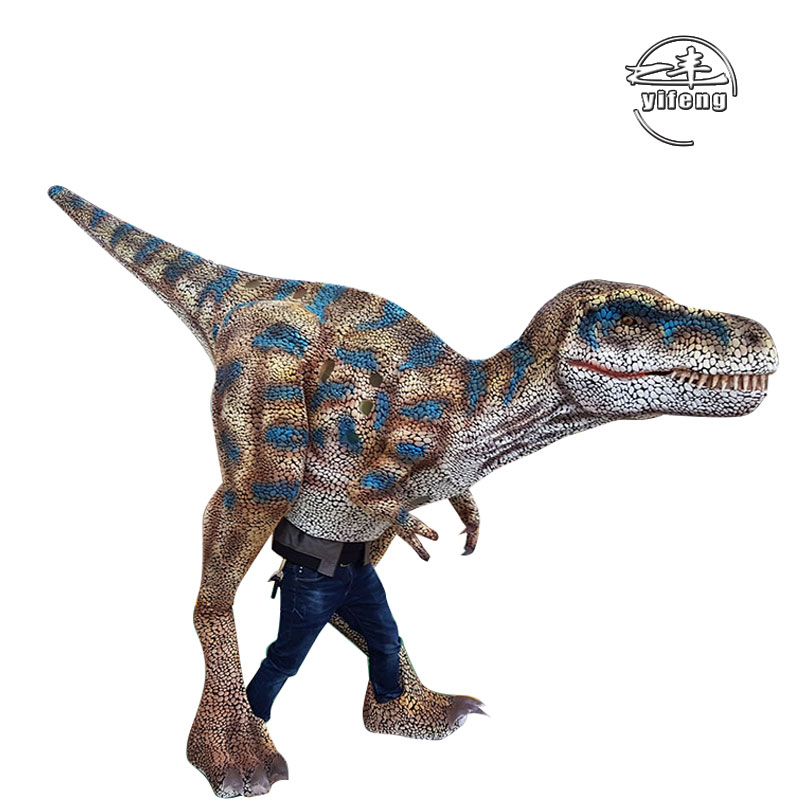 Life-size Realistic raptor walking animatronic dinosaur costume for sale