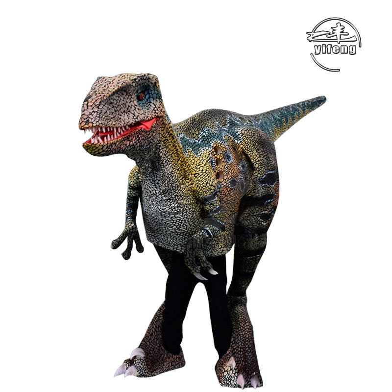 Realistic velociraptor dinosaur costume life-size walking dinosaur costume for sale