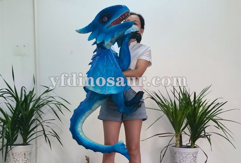 Realistic Dinosaur Baby Blue Flying Dragon Hand Puppet Products