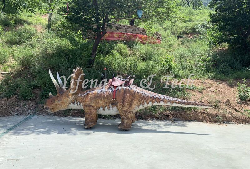 Ridable Walking Triceratops Dinosaur Model Produced by Yifeng Dinosaur