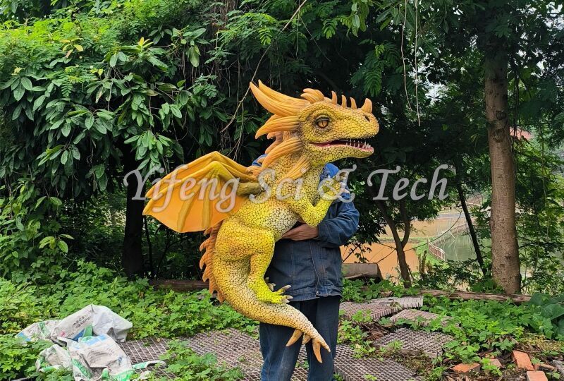 Yellow flying dragon hand puppet by Yifeng dinosaur