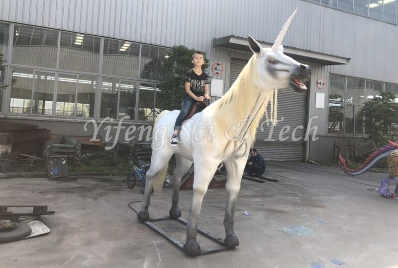 Shaped-customization Animatronic Unicorn Horse Landscape Interactive Model by Yifeng Dinosaur